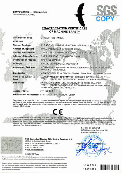 Certificat d'exportation Yutong