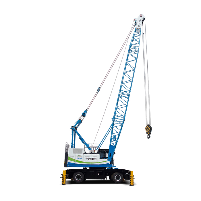 Pure-electric port tire crane handling containers at a quay