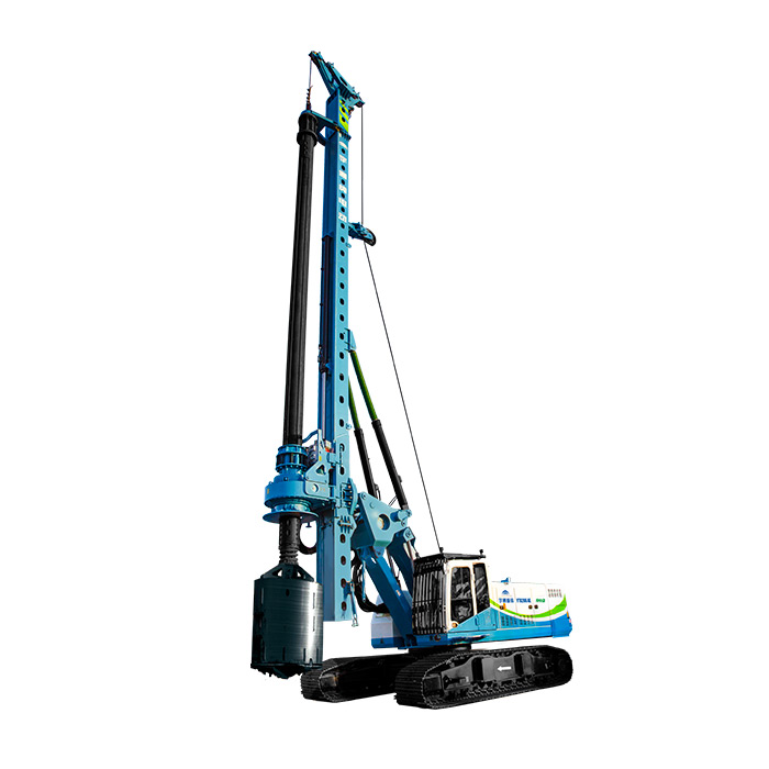 Electric rotary drilling rig working on an urban foundation site
